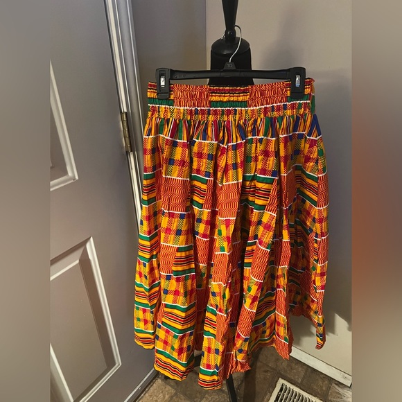 African Print Full Maxi Skirt with Pockets, made in India, Free size best large - Picture 1 of 3